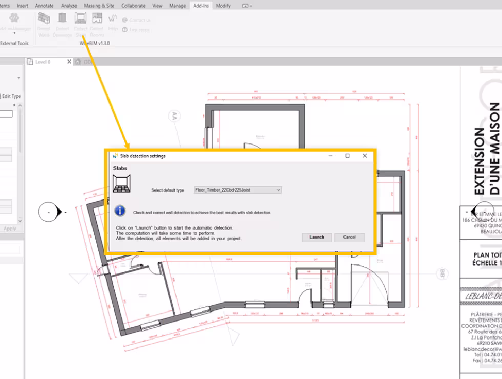 Setting slab detection parameters